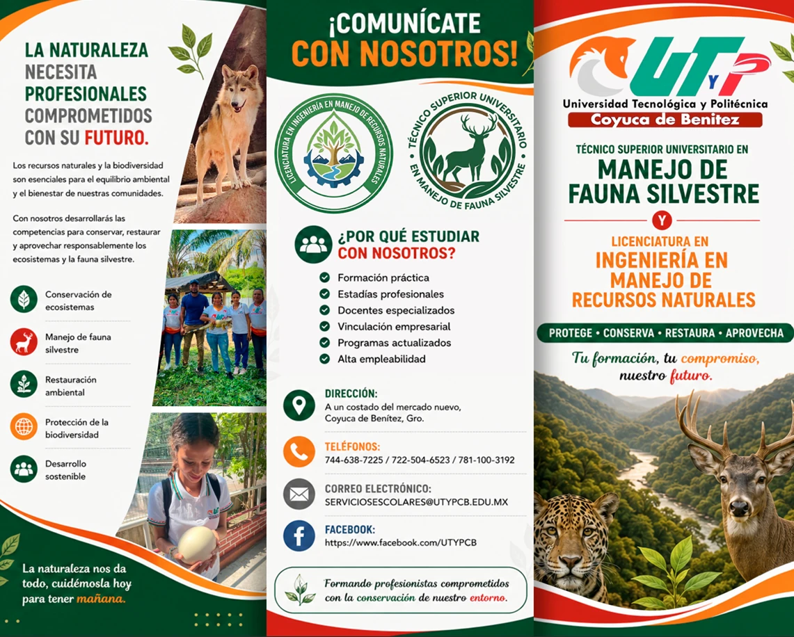 Tríptico de Licenciatura en Ingeniería en Manejo de Recursos Naturales